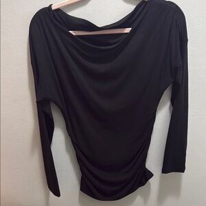 Black Asymmetrical 3/4 Sleeve Blouse